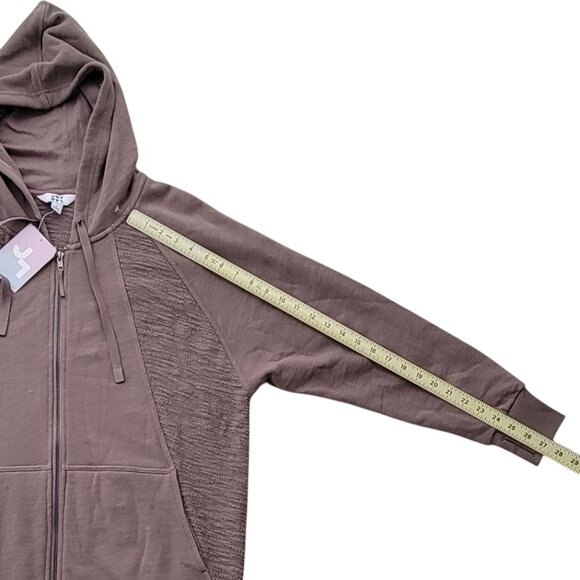 JoyLab Taupe Neutral Longline Zip Up Hooded Jacket Oversized Relaxed Fit NEW - Picture 14 of 15